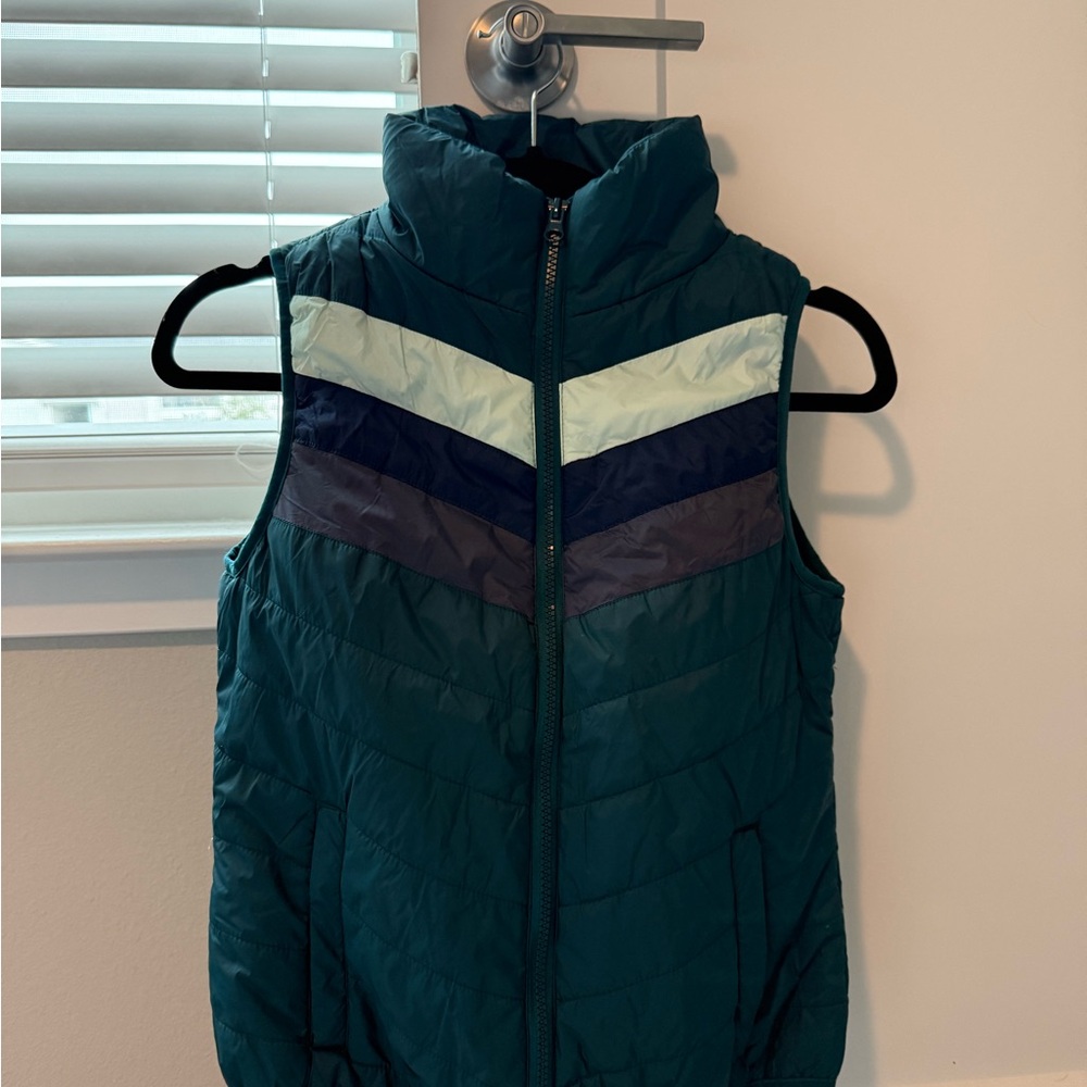 Teal Chevron Puffer Vest